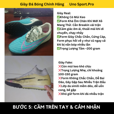 B5: phân biệt giày đá bóng real bằng cách cầm trên tay & cảm nhận